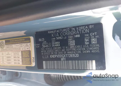 2026 Kia Sportage Hybrid Ex z USA, uszkodzony, nr VIN KNDPVDDGXT7283520